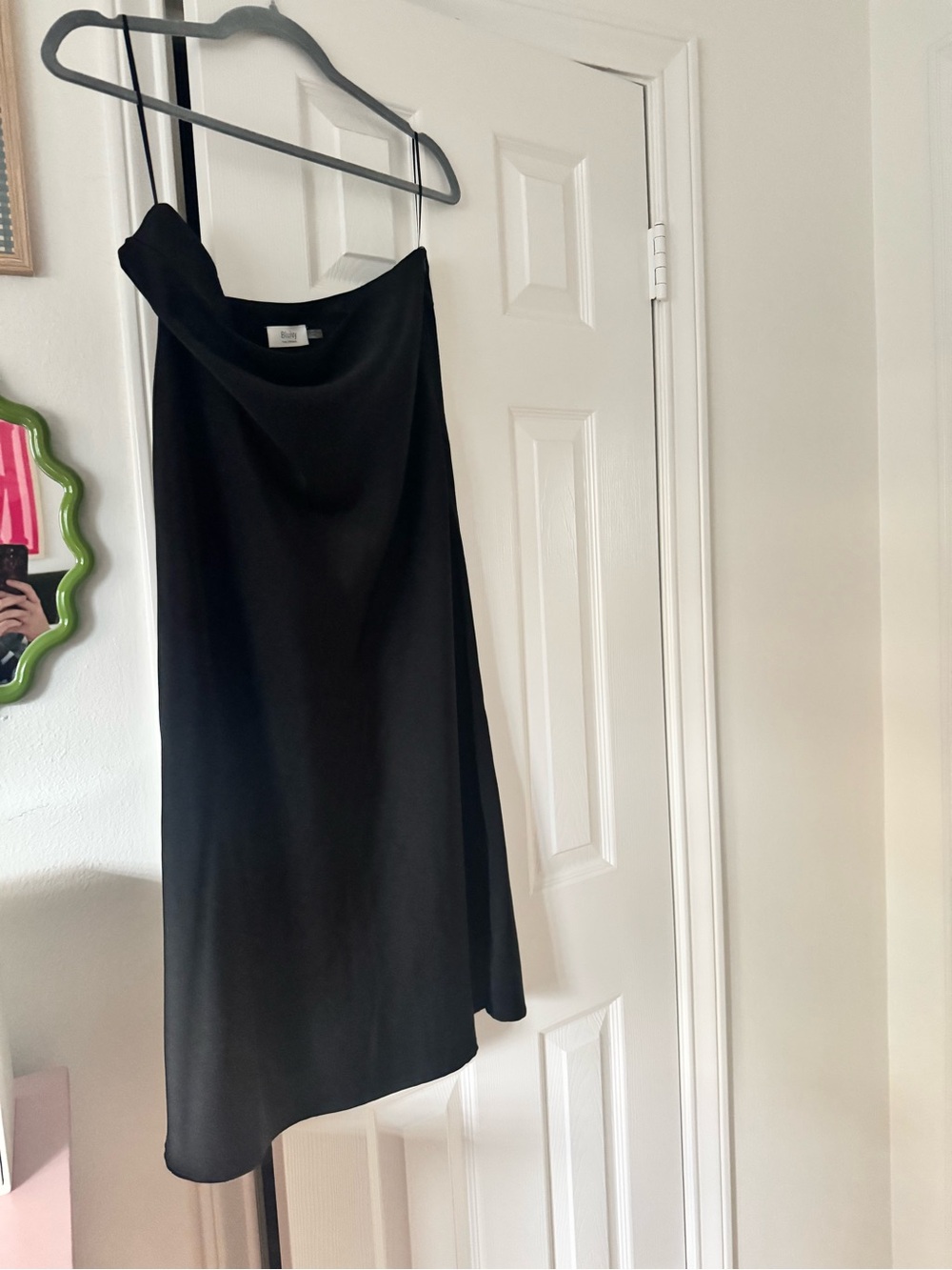 Satin Black Midi Skirt